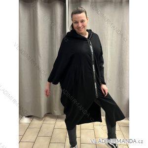 Šaty mikinové s kapucňou dlhý rukáv dámske (XL / 3XL ONE SIZE) TALIANSKÁ MÓDA IM4212007/DR