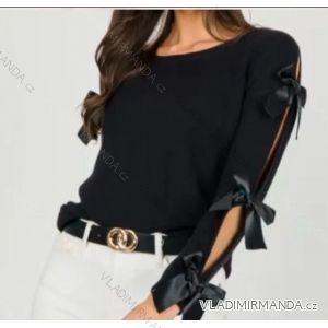 Sveter s mašličkami dlhý rukáv dámsky (S/M/L ONE SIZE) TALIANSKA MÓDA IMPBB25243XF