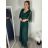 Šaty spoločenské elegantné 3/4 rukáv dámske (S/M/L ONE SIZE) TALIANSKA MODA IMS25KRISTA/DR S/M/L tmavo smaragdová