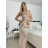 Šaty dlhé elegantné spoločenské flitrové na ramienka dámske (S/M/L ONE SIZE) TALIANSKA MÓDA IMPSH2583785