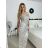 Šaty dlhé elegantné spoločenské flitrové na ramienka dámske (S/M/L ONE SIZE) TALIANSKA MÓDA IMPSH2583785 béžová S/M/L