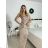 Šaty dlhé elegantné spoločenské flitrové na ramienka dámske (S/M/L ONE SIZE) TALIANSKA MÓDA IMPSH2583785 béžová S/M/L