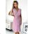 Šaty krátke plisované krátky rukáv dámske (S-XL) poľská moda NUMOCO 374-3 POLINA NMC-374-3/DR ružová staroružová L