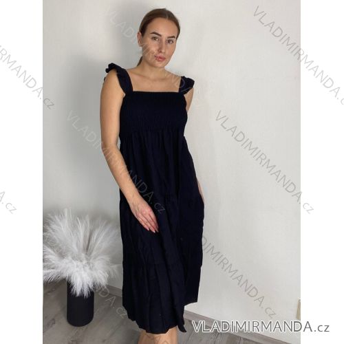 Šaty na ramienka dámske (S/M/L ONE SIZE) TALIANSKA MÓDA IMC25LADY/DR čierna S / M