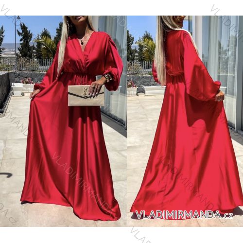 Šaty dlhé dlhý rukáv dámske (S/M/L ONE SIZE) TALIANSKA MÓDA IMWB25071