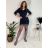 Šaty voľnočasové dlhý rukáv dámske (S/M/L ONE SIZE) TALIANSKA MÓDA IMD23769 tmavo modrá M / L