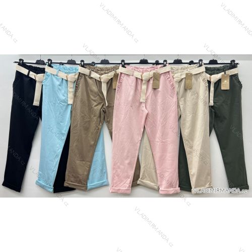 Nohavice elegantné s opaskom dámske nadrozmer (44/46/48 ONE SIZE) TALIANSKA MÓDA IM425160