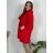 Mikina na zip s kapucňou dlhý rukáv dámska nadrozmer (54/56/58 ONE SIZE) TALIANSKA MÓDA IMD25ZLATA/DUR 56/58 červená