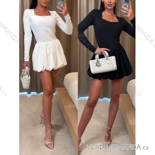 Šaty krátke dlhý rukáv dámske (XS/S/M ONE SIZE) TALIANSKA MÓDA IMWGB25254