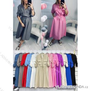 Šaty dlhé košeľové 3/4 dlhý rukáv dámske (S/M/L ONE SIZE) TALIANSKA MÓDA IMWBH25307