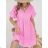 Šaty krátke bavlnené letný mušelín krátky rukáv dámske (XS/S/M ONE SIZE) TALIANSKA MÓDA IMD25041