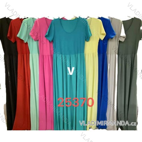 Šaty dlhé voľnočasové krátky rukáv dámske nadrozmer (42/44/46 ONE SIZE) TALIANSKA MÓDA IMD2525370