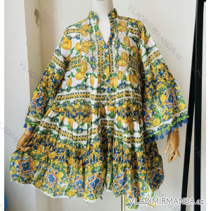 Šaty letný dlhý rukáv dámske (S/M ONE SIZE) TALIANSKA MÓDA IMPEM25s-001c