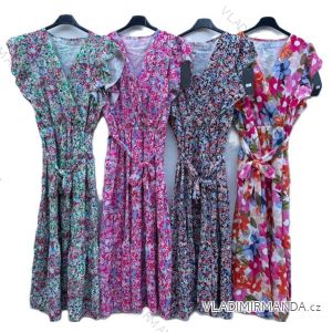 Šaty dlhé letné krátky rukáv dámske (S/M/L ONE SIZE) TALIANSKA MÓDA IMD25121