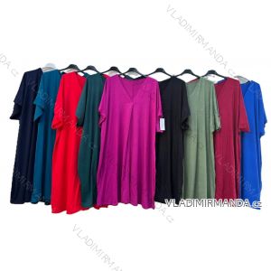 Šaty voľnočasové letné krátky rukáv dámske nadrozmer (54/56/58 ONE SIZE) TALIANSKA MÓDA IMD25126