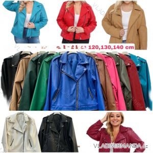 Bunda koženková dlhý rukáv dámska nadrozmer (42/44/46 ONE SIZE) TALIANSKA MÓDA IMWT25694
