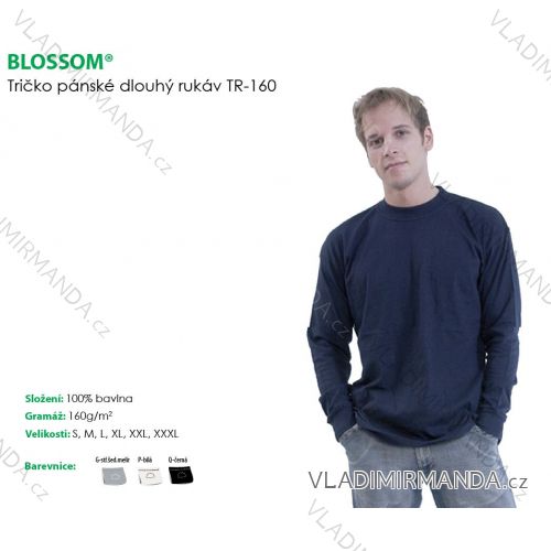 Tričko dlhý rukáv pánske bavlnené jednofarebné (s-3XL) BLOSSOM TR-160