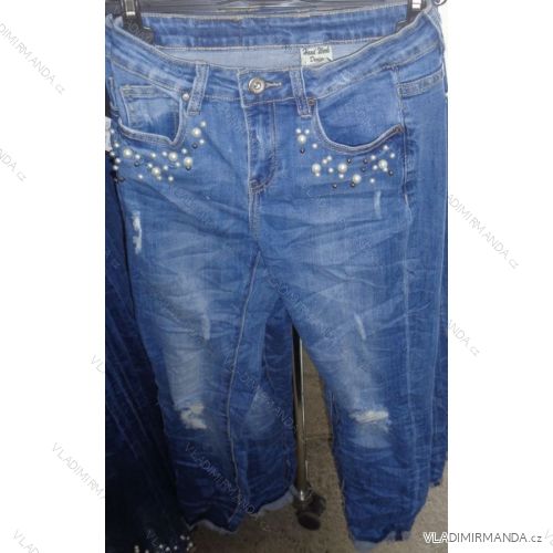 Rifle jeans s perličkami dlhé dámske (s-xl) TALIANSKÁ MÓDA IM718043
