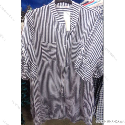 Košeľa krátky rukáv prúžok dámska nadrozmerné (uni xl-3XL) TALIANSKÁ MÓDA IM718099203
