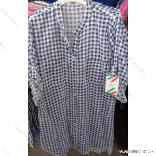 Košeľa 3/4 krátky rukáv kockovaná nadrozmerná dámska (uni xl-3XL) TALIANSKÁ MÓDA IM718223
