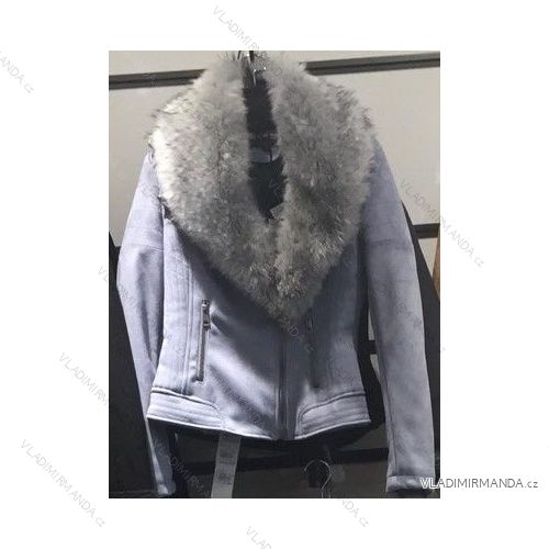 Bunda krátka s kožušiny brúsená koženka dámska (s-2xl) METROFIVE MET18008