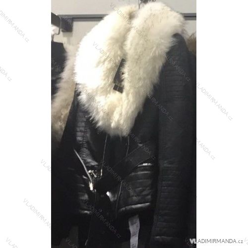 Bunda krátka s kožušiny brúsená koženka dámska (s-2xl) METROFIVE MET18011