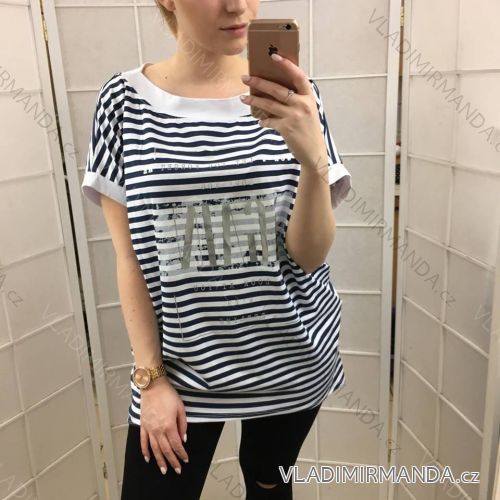 Tričko krátky rukáv námornícky prúžok (uni l-2xl) Sweetissima IM919370