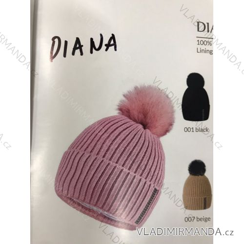 Čiapka s brmbolcom zimná dámska (ONE SIZE) WOOLK POĽSKÁ MÓDA PV419DIANA