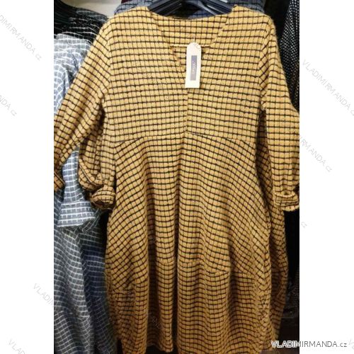 Šaty teplé dlhý rukáv dámske nadrozmerné (uni XL / 2XL) TALIANSKÁ MÓDA IM12190107
