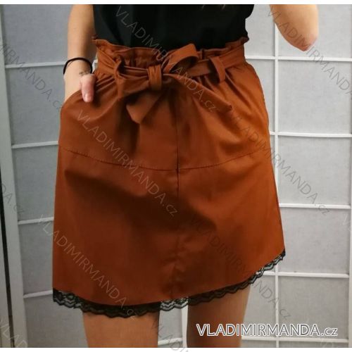 Sukne koženková krátka s čipkou dámska (uni sl) TALIANSKÁ MÓDA IM319040/DR ružová