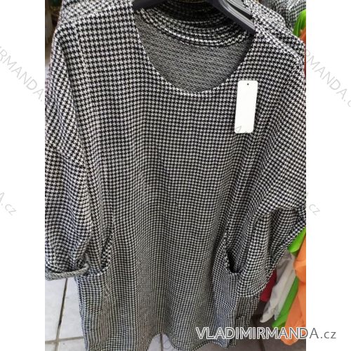 Šaty s vreckami teplej dlhý rukáv dámske (uni xl-2xl) TALIANSKÁ MÓDA IM720033
