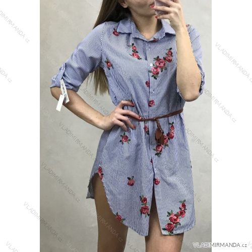 Šaty košele predĺžená 3/4 rukáv dámska (uni m-xl) TALIANSKÁ MÓDA IM421064