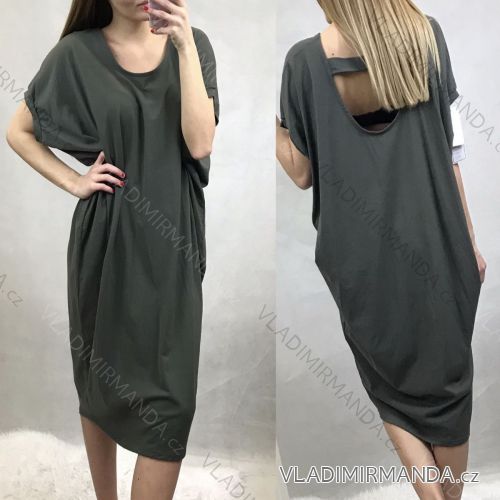 Šaty letní oversize krátký rukáv dámské bavlněné (L-4XL ONE SIZE) ITALSKÁ MÓDA IM421139B