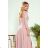 309-4 AMBER elegant lace long dress with a neckline - dirty pink