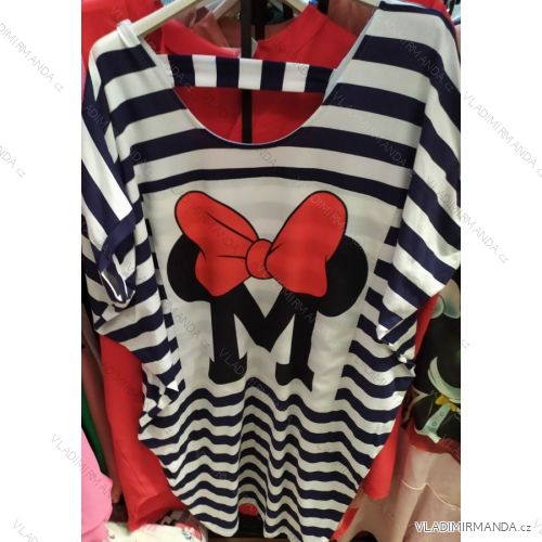 Šaty oversize krátky rukáv prúžok dámske (M-XL) TALIANSKÁ MÓDA IM620052
