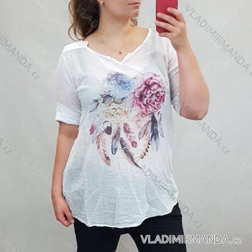 Halenka krátky rukáv dámske nadrozmerné (XL / 2XL) TALIANSKA MODA IM720300