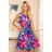 296-3 VICTORIA Trapezoidal dress with blue and pink flowers