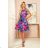 296-3 VICTORIA Trapezoidal dress with blue and pink flowers