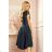 300-5 PATRICIA - dress with longer back with lace neckline - green color