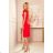 318-1 Midi dress with a nice neckline - red