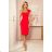 318-1 Midi dress with a nice neckline - red