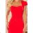 318-1 Midi dress with a nice neckline - red