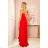 317-1 One shoulder long dress - red