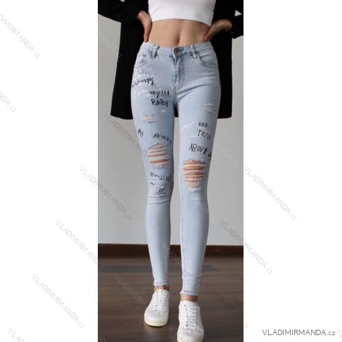 Kalhoty rifle jeans dlouhé s nápisem dámské (XS-XL) MA620016