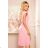 311-7 LILA Pleated dress with short sleeves - powder pink