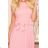 311-7 LILA Pleated dress with short sleeves - powder pink