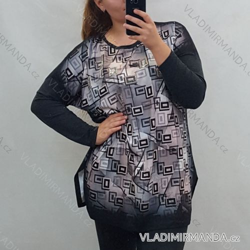 Tunika Tričko dlouhý rukáv dámská nadrozměr (uni XL-XXL) Turecká moda TME20101