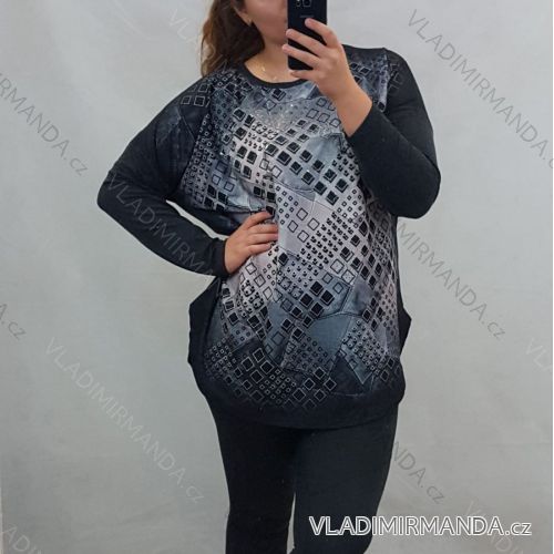 Tunika Tričko dlouhý rukáv dámská nadrozměr (uni XL-XXL) Turecká moda TME20102