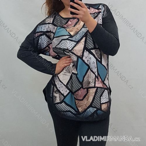 Tunika Tričko dlouhý rukáv dámská nadrozměr (uni XL-XXL) Turecká moda TME20103