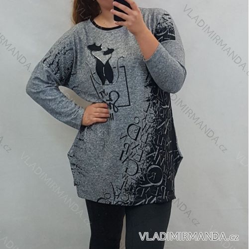 Tunika Tričko dlouhý rukáv dámská nadrozměr (uni XL-XXL) Turecká moda TME20104